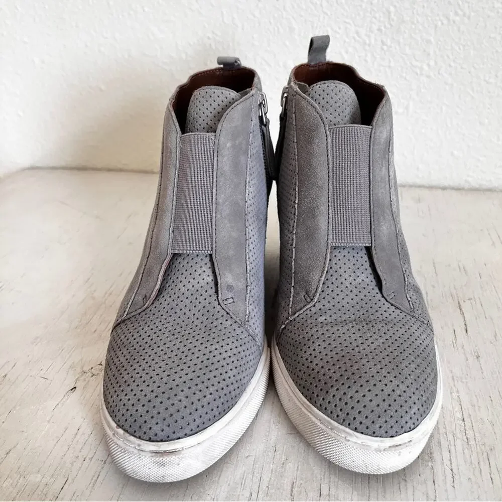 Linea Paolo Felicia grey suede wedge sneaker size 6.5